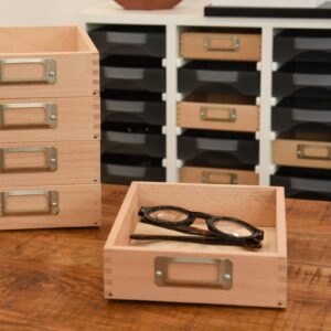 peniche bois massif avec support etiquette metallique opticien